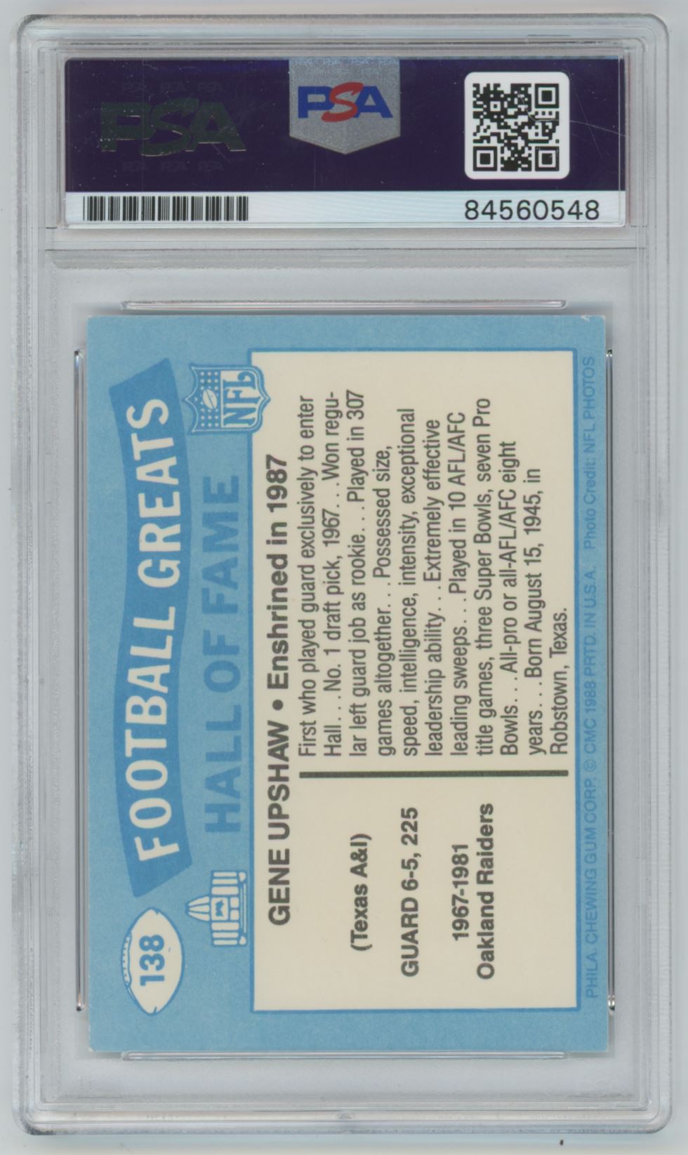 1988 Swell Gene Upshaw Auto - PSA/DNA