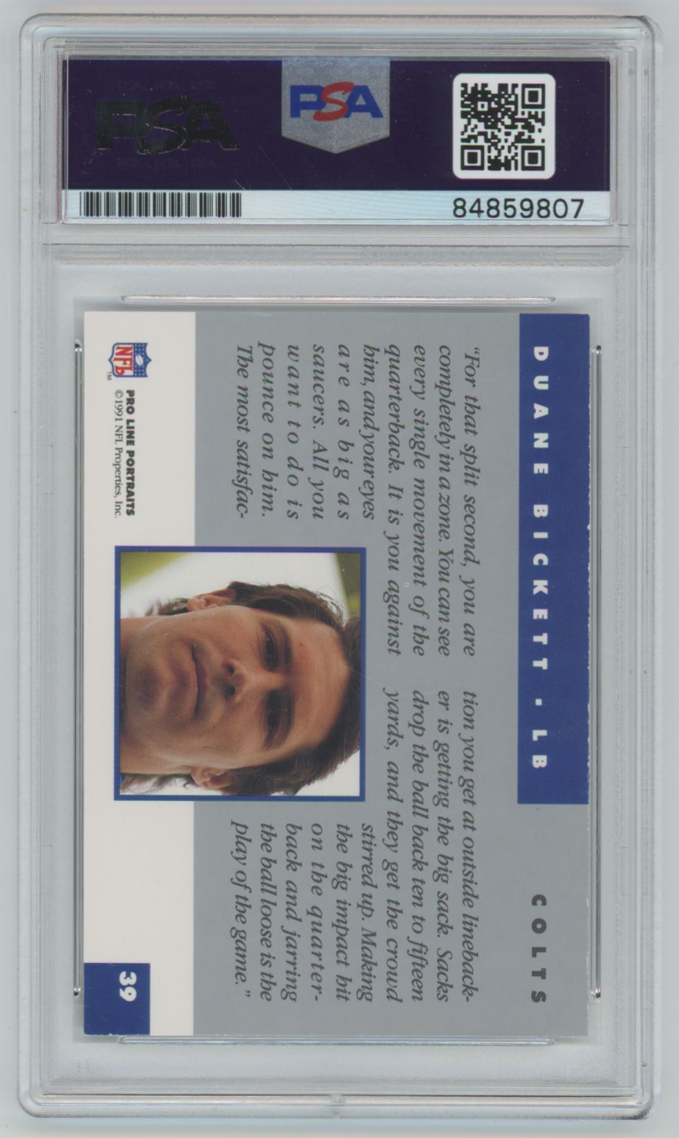 1991 Pro Line Duane Bickett Auto - PSA/DNA