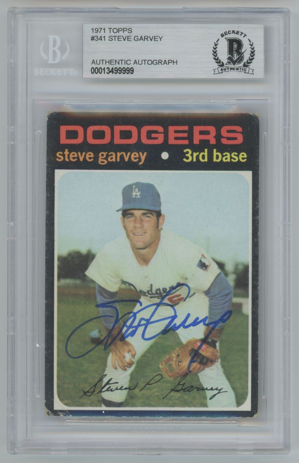 1971 Topps Steve Garvey #341 Auto ROOKIE CARD - Beckett Authentic (9999)