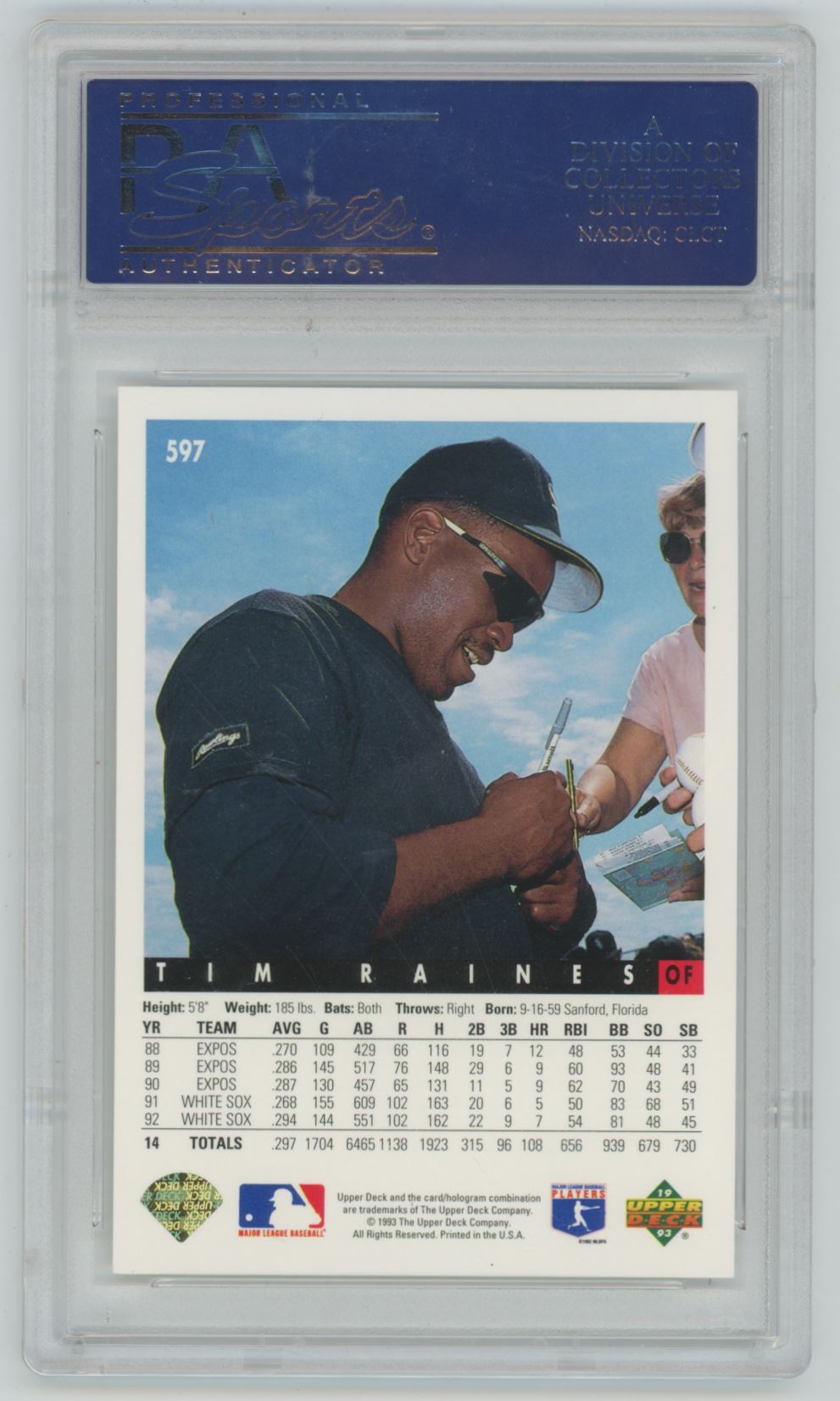 1993 Upper Deck Tim Raines Gold Hologram #597 - PSA 10