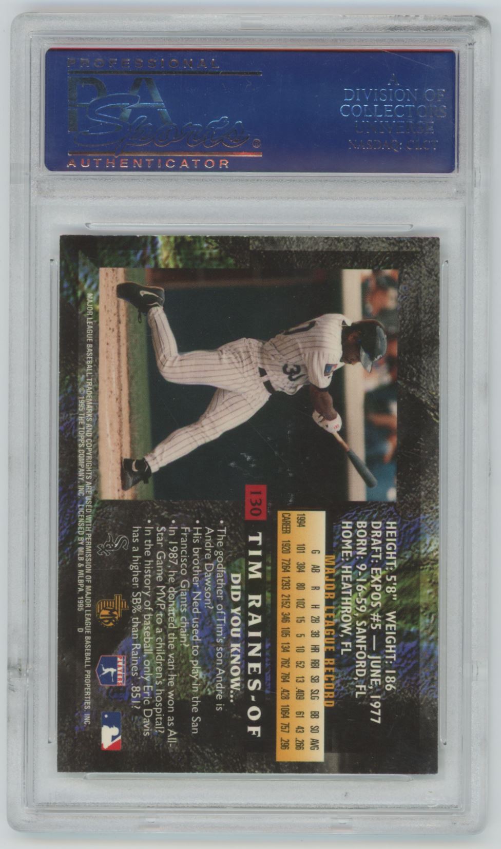 1995 Topps Embossed Tim Raines #130 - PSA 9