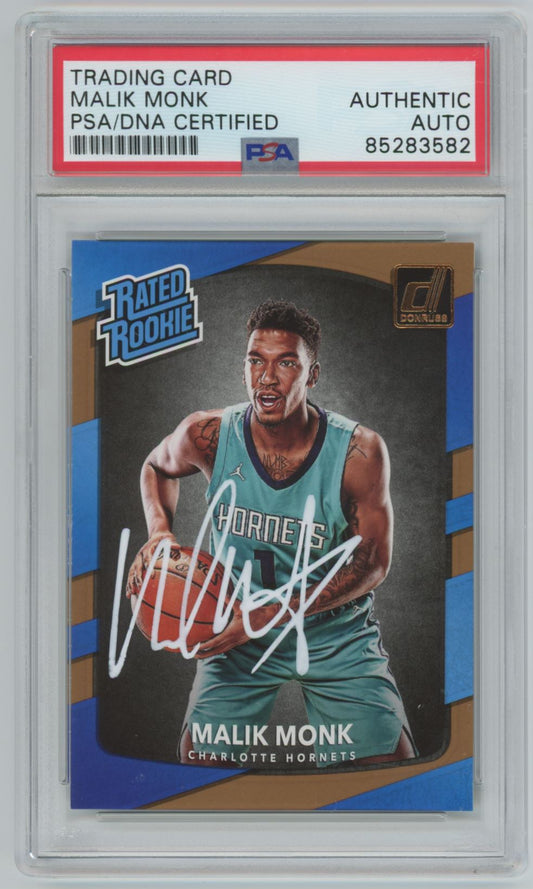 2017 Donruss Rated Rookie Malik Monk ROOKIE Auto PSA/DNA Authentic (QUANTITY AVAILABLE)