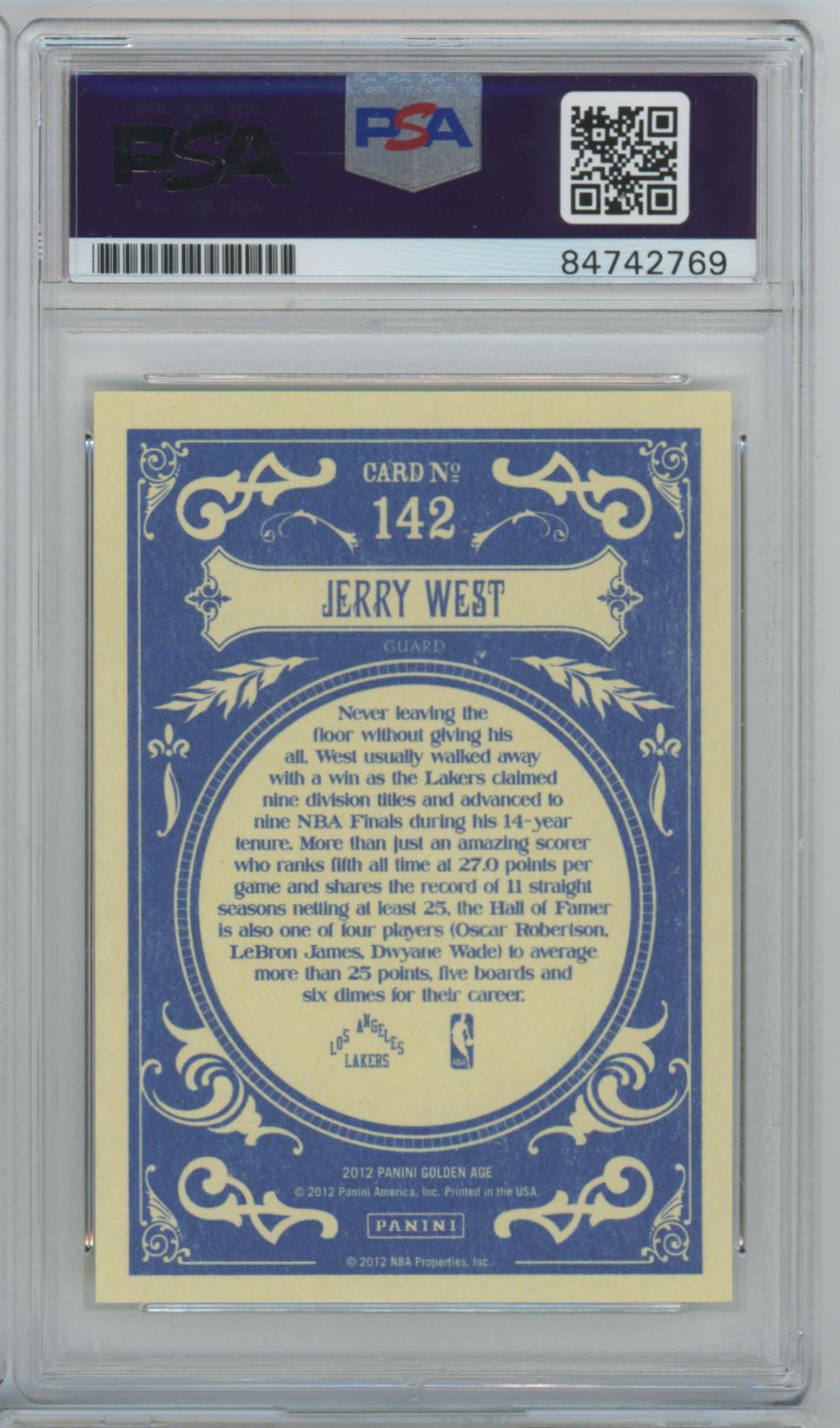 2012 Panini Golden Age #142 Jerry West Auto - PSA 10 Auto Grade