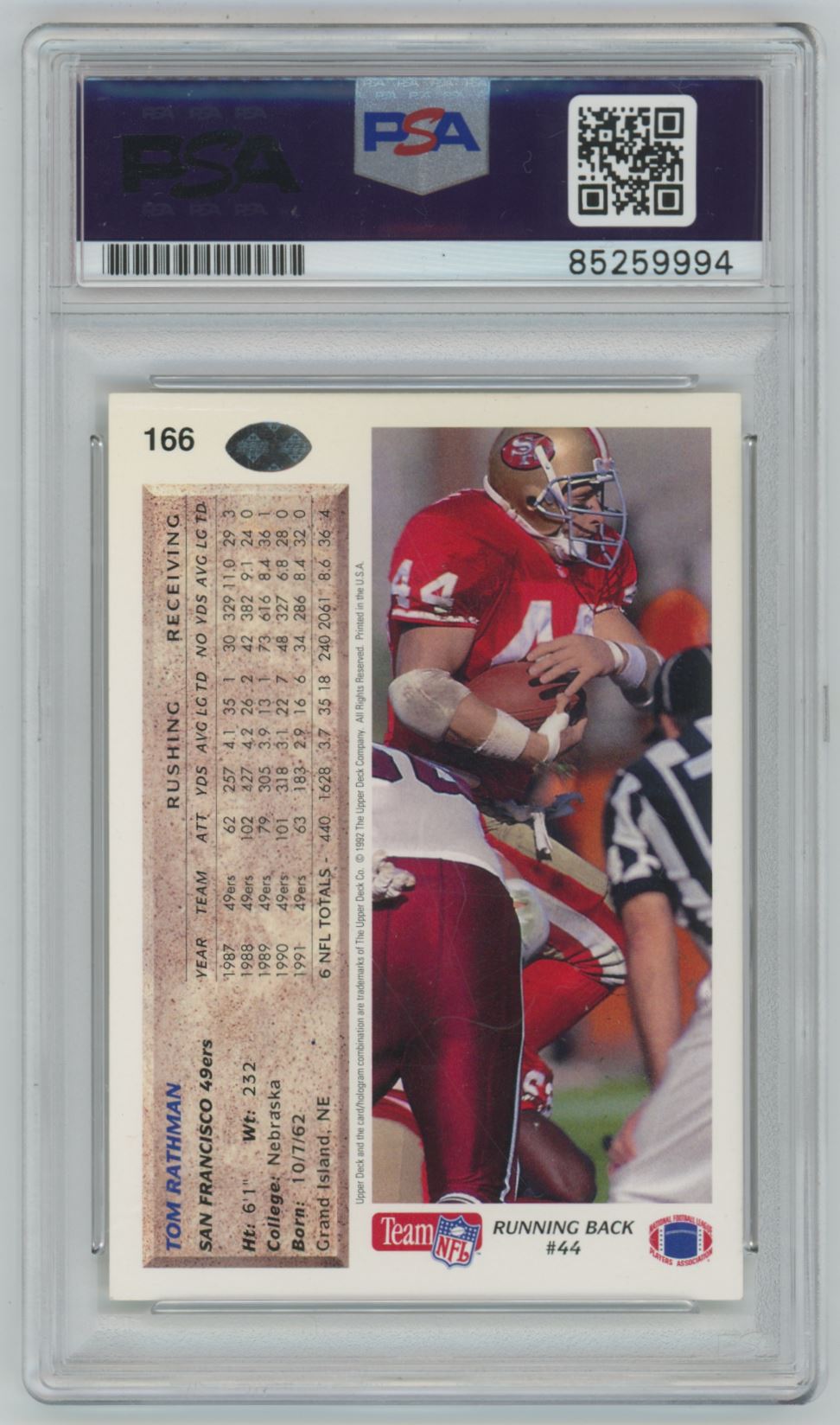 1992 Upper Deck Tom Rathman Auto - PSA/DNA