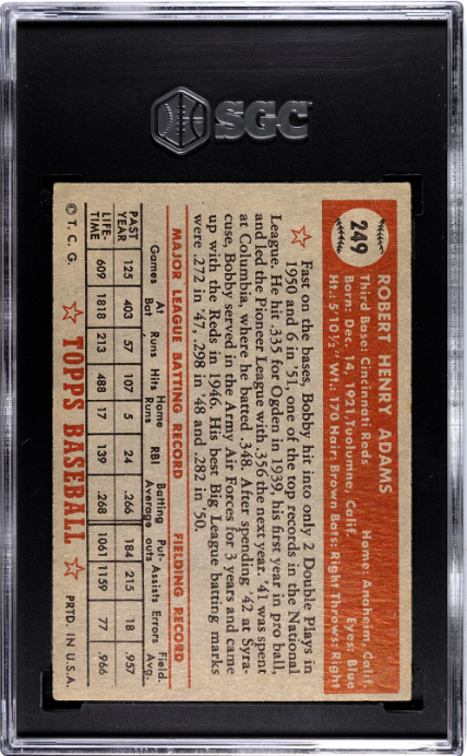 1952 Topps #249 Bobby Adams SGC 4