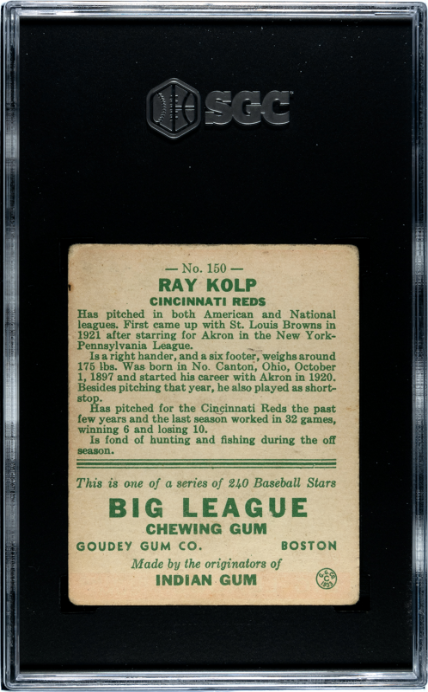 1933 Goudey #150 Ray Kolp SGC 2