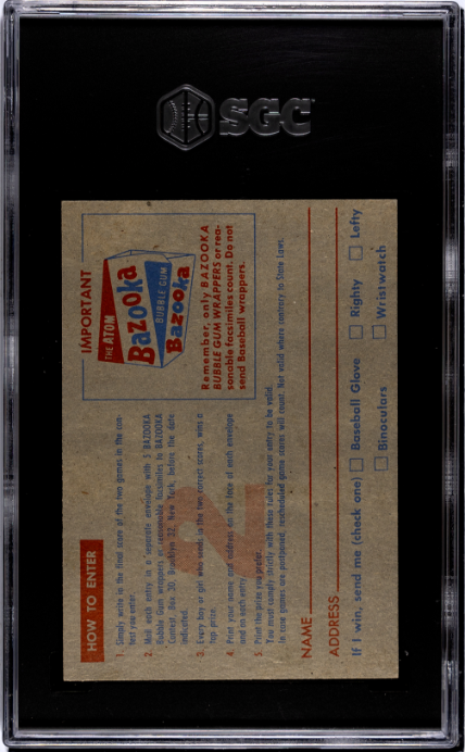 1957 Topps Bazooka Contest May 25th SGC 1.5