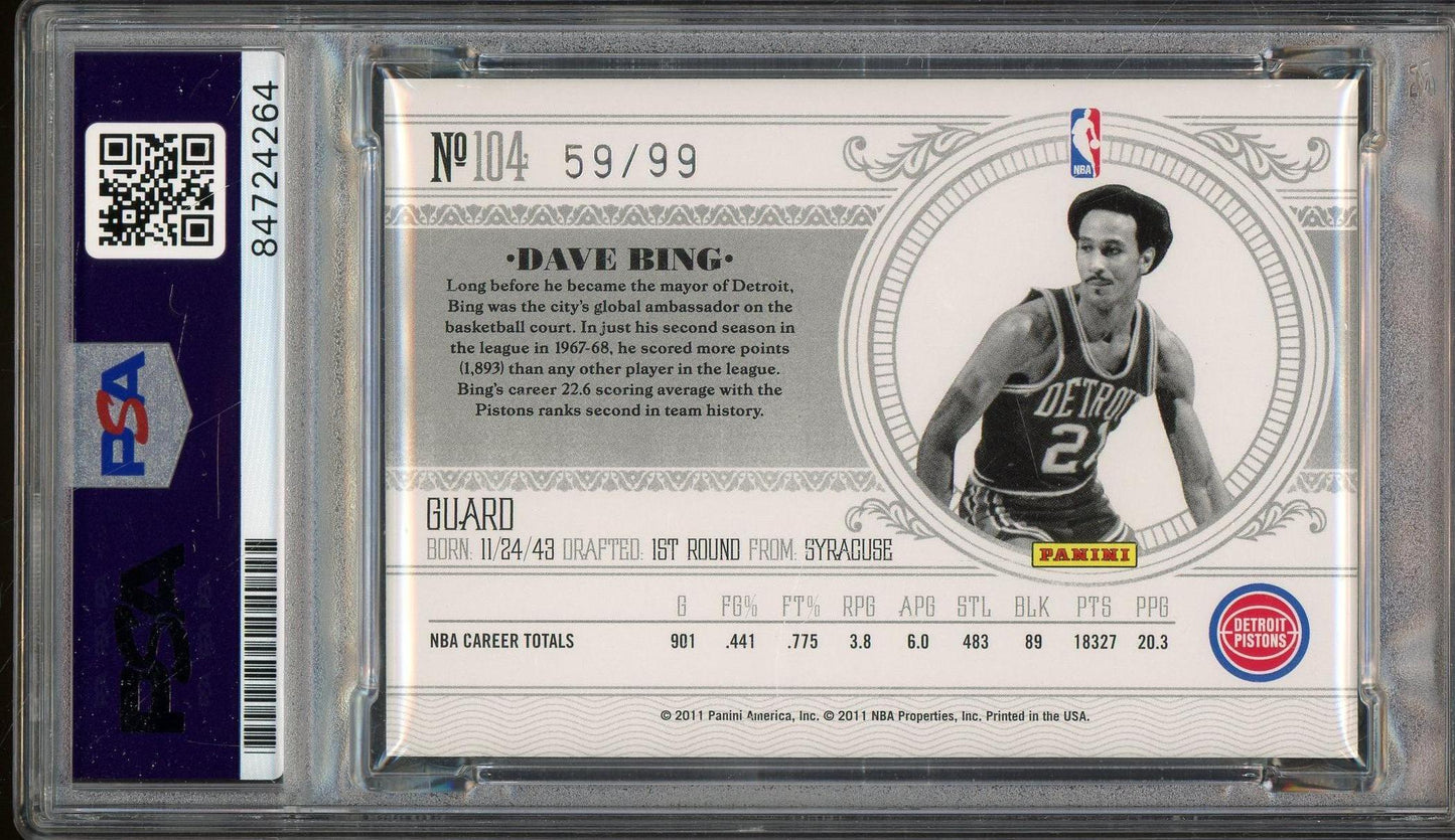 2011 Panini National Treasures #104 Dave Bing Auto Inscription /99 PSA Authentic