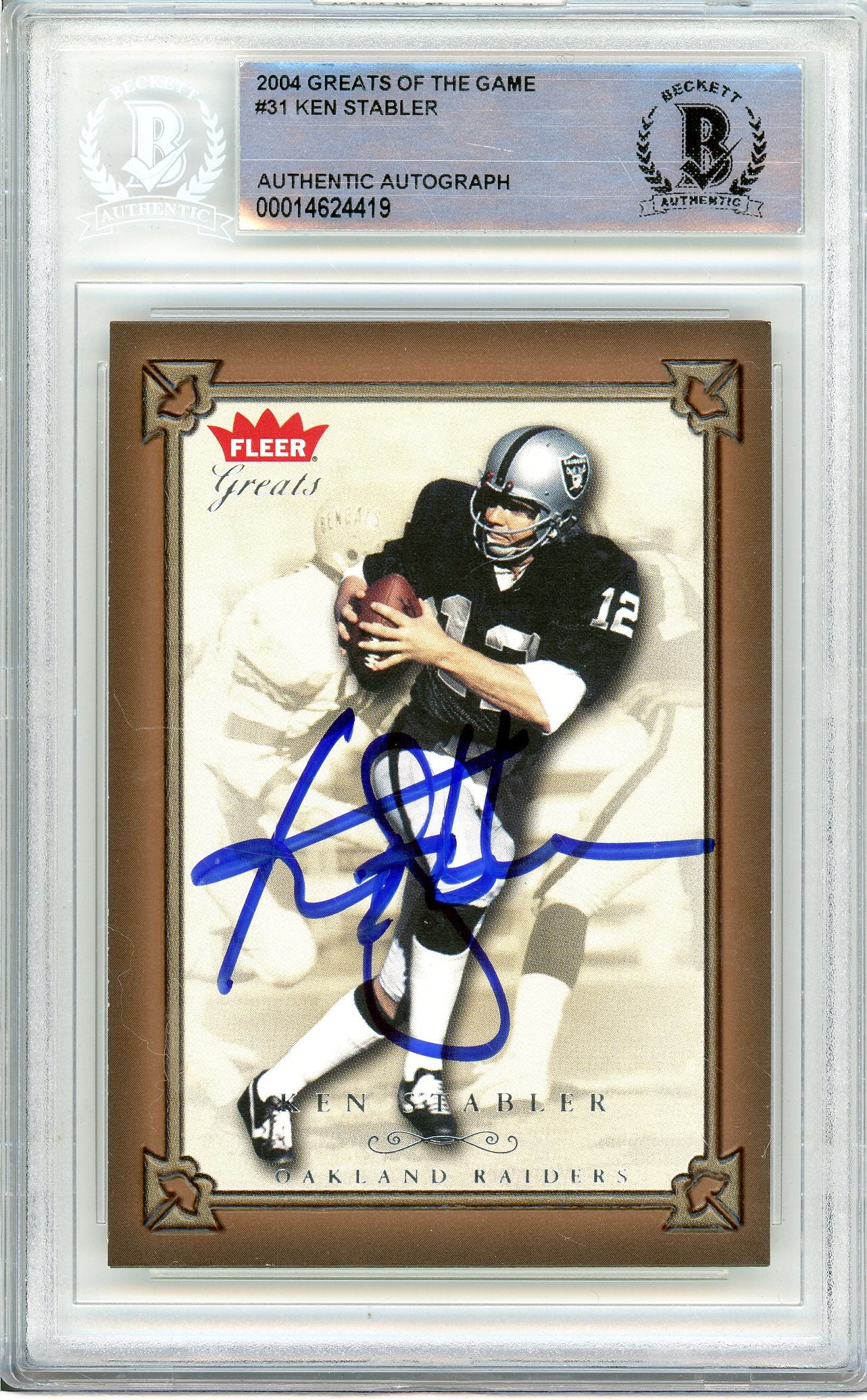 2004 Fleer Greats of the Game #31 Ken Stabler Auto BGS Authentic