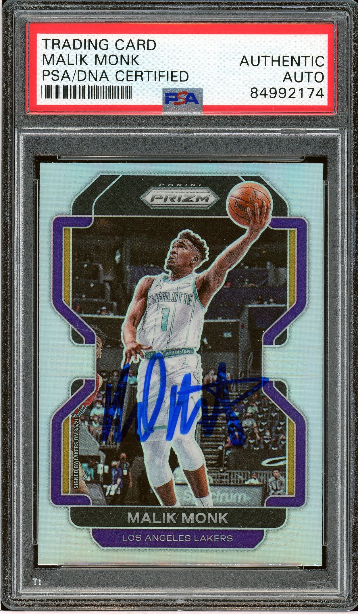 2021-22 Panini Prizm #56 Malik Monk Silver Auto PSA Authentic (2174)