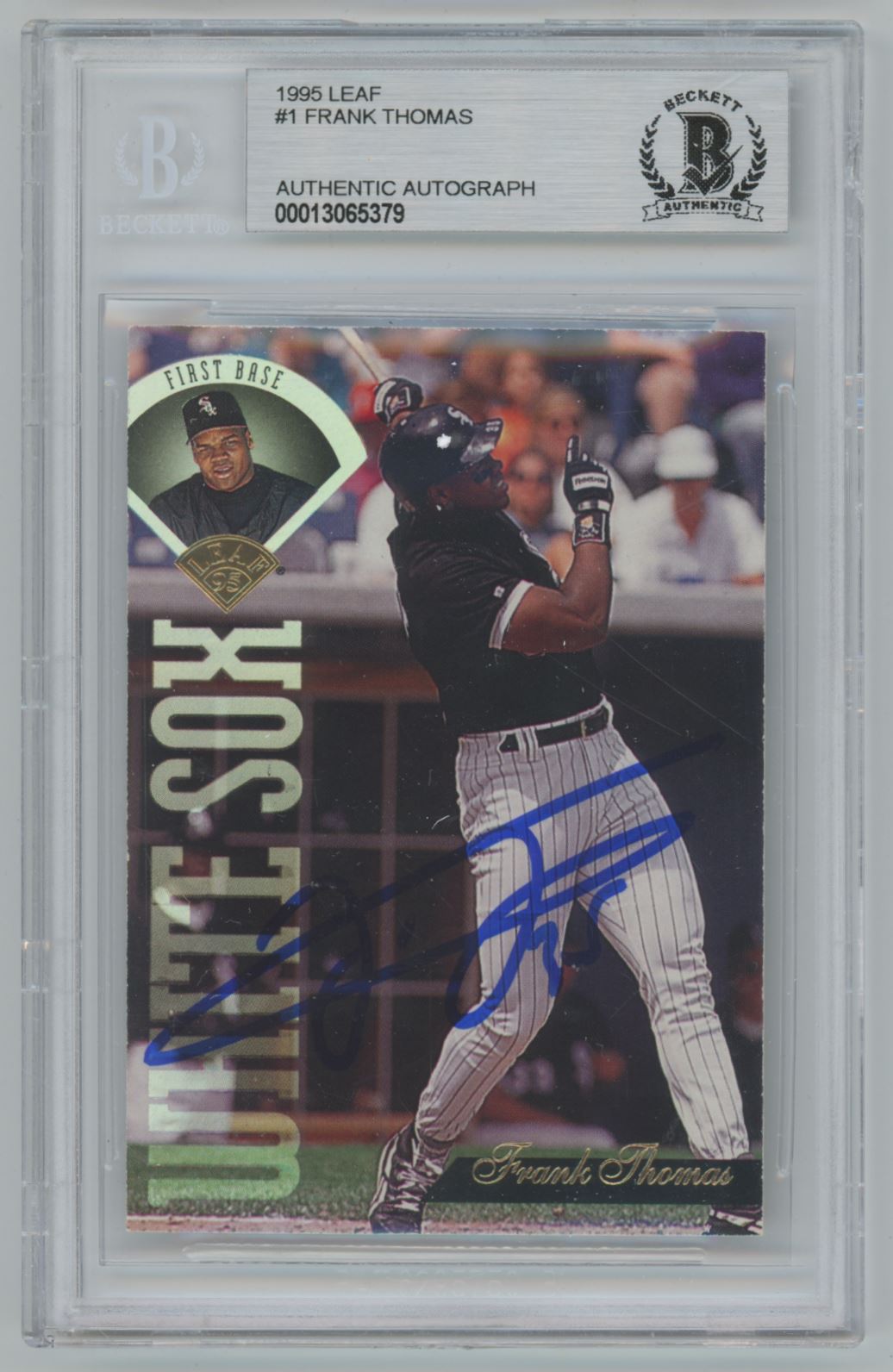 1995 Leaf #1 Frank Thomas Auto - Beckett Authentic