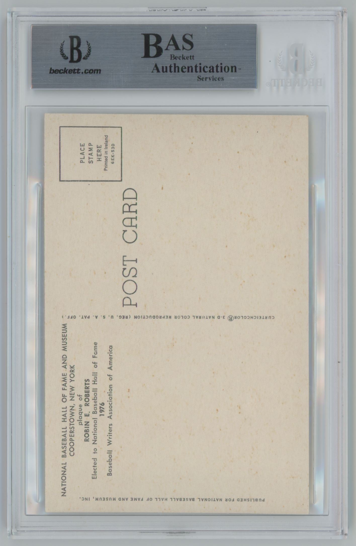 Hall of Fame Plaque Postcard Robin Roberts Auto - Beckett Authentic