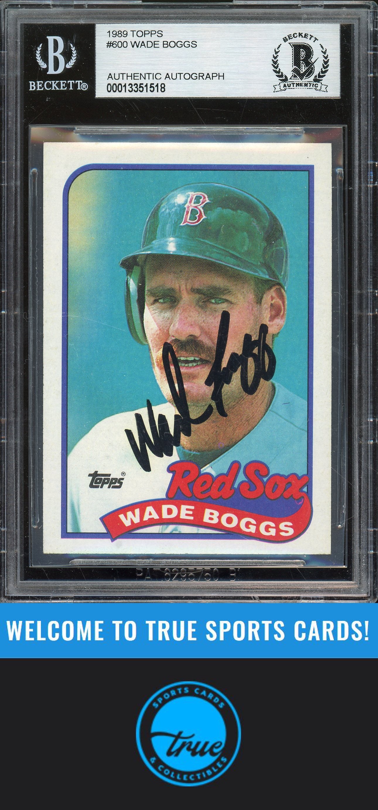 1989 Topps #600 Wade Boggs Auto (1518) BGS Authentic