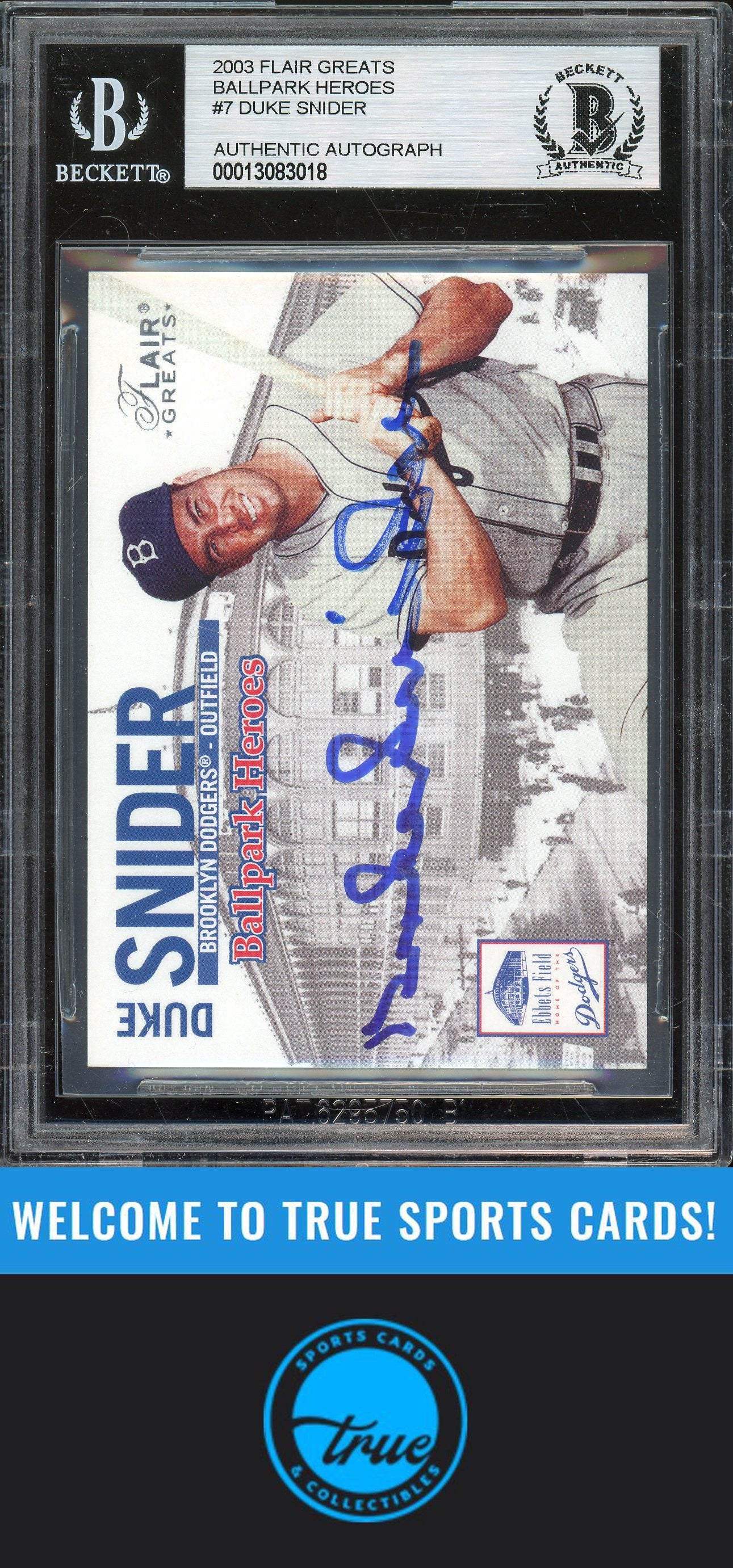 2003 Flair Greats #7 BH Duke Snider Ballpark Heroes Auto BGS Authentic