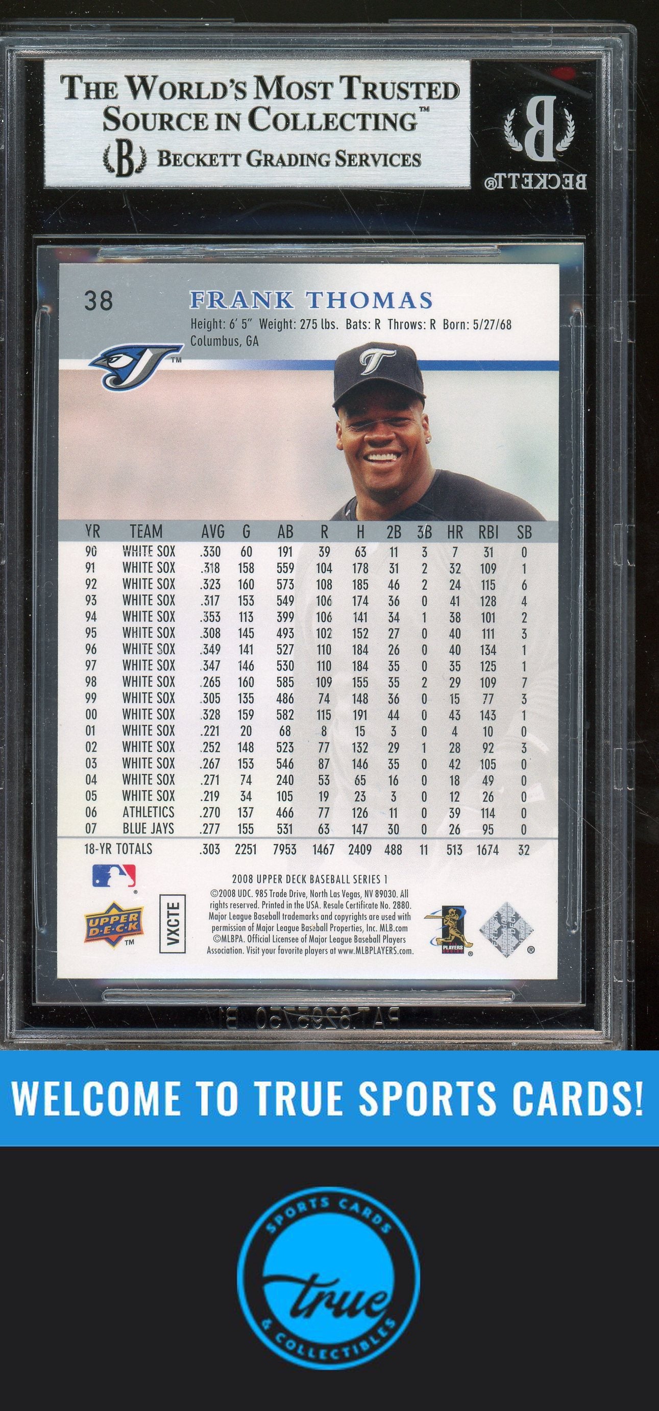 2008 Upper Deck #38 Frank Thomas Auto BGS Authentic