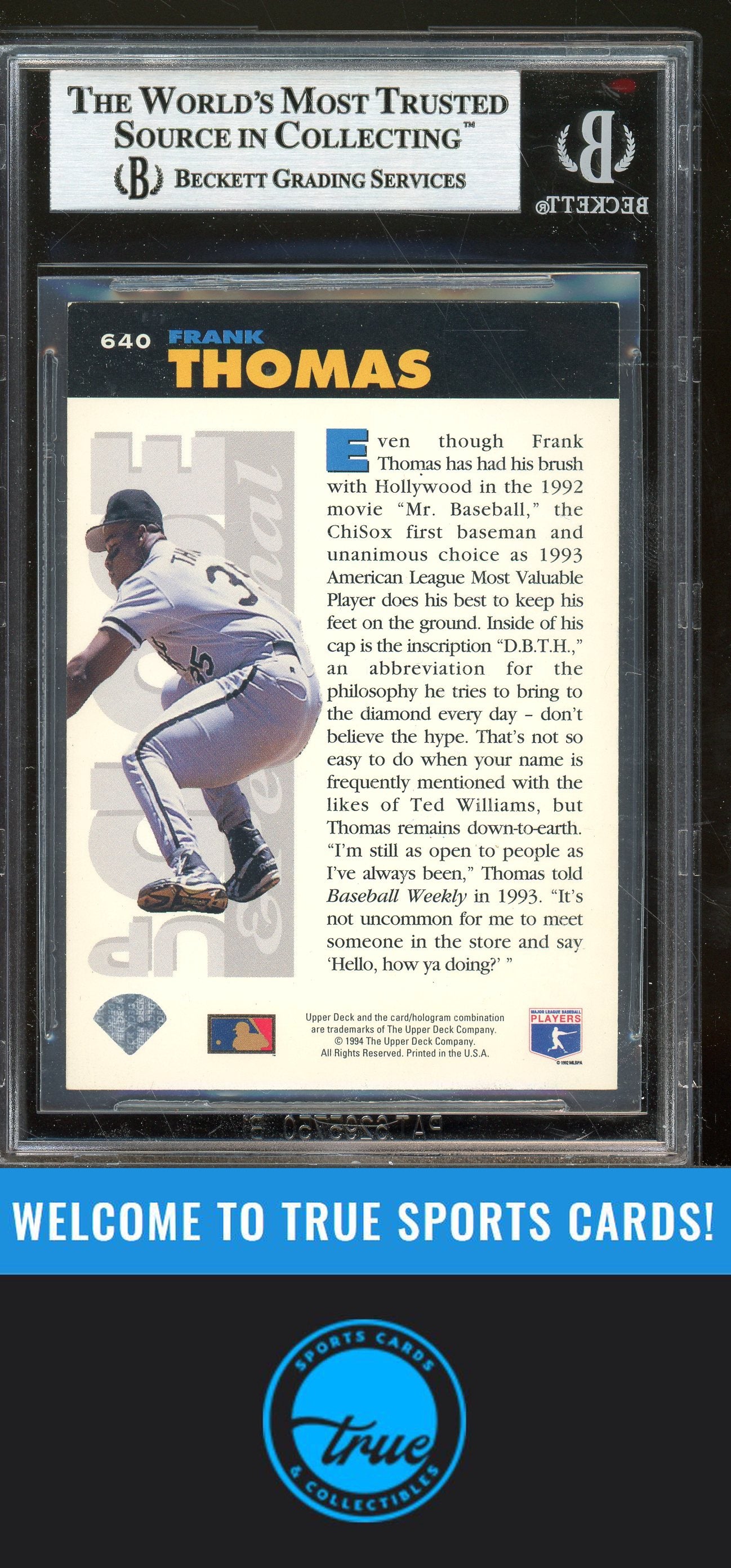 1994 Collector's Choice #640 Frank Thomas Auto BGS Authentic