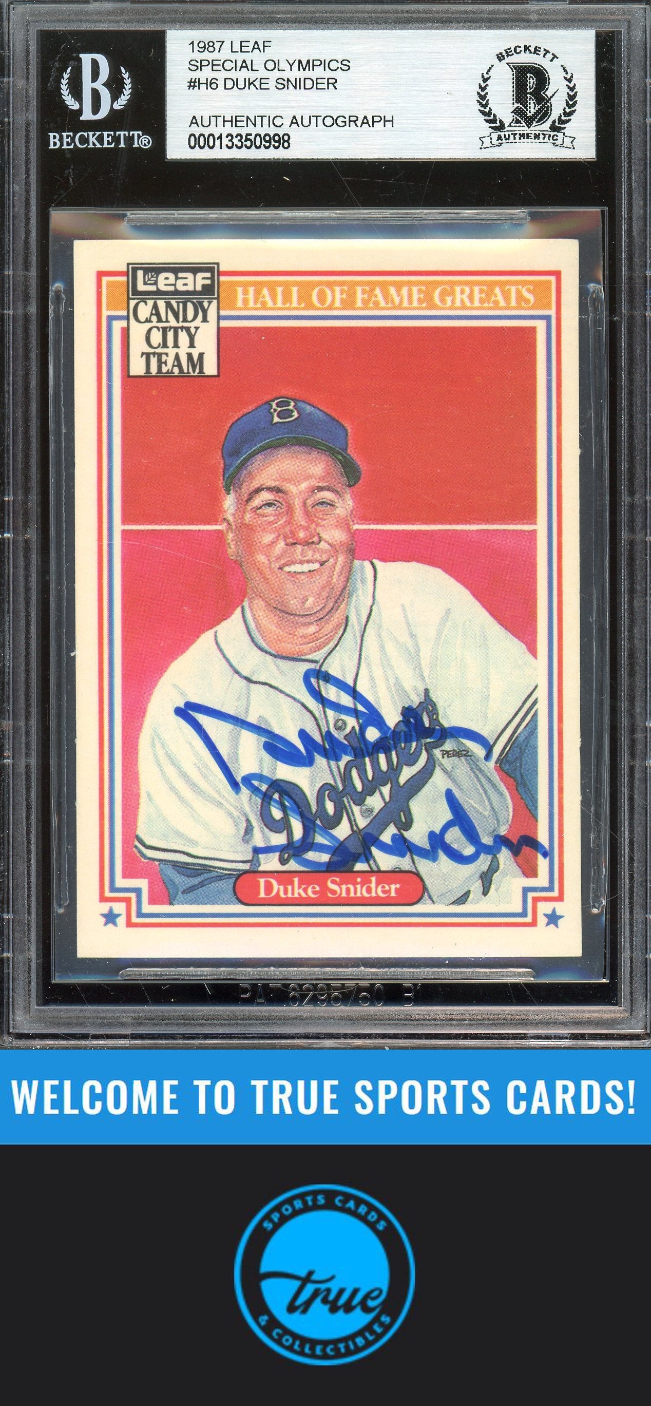 1987 Leaf Candy City Team Hall of Fame Greats #H6 Duke Snider Auto BGS Authentic