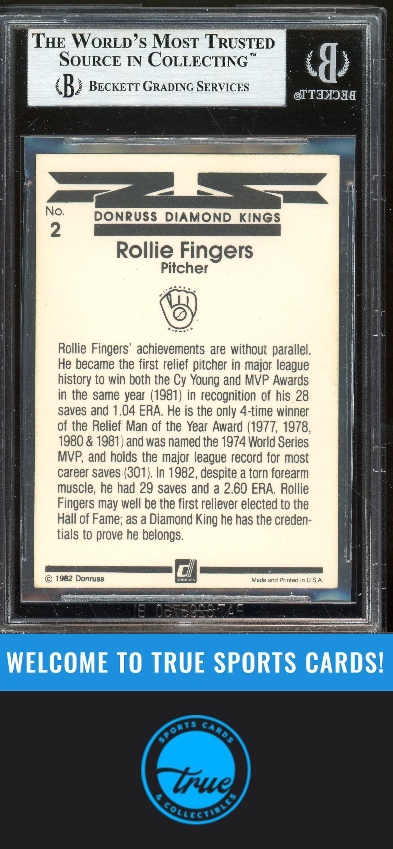 1983 Donruss #2 Rollie Fingers Auto BGS Authentic