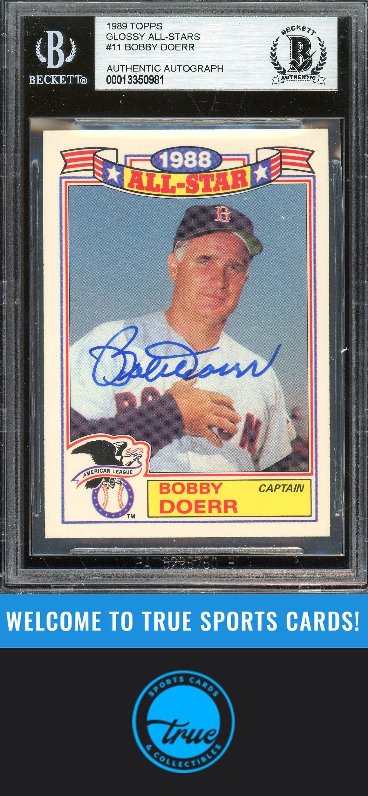 1989 Topps #11a Bobby Doerr Glossy All-Stars Auto BGS Authentic