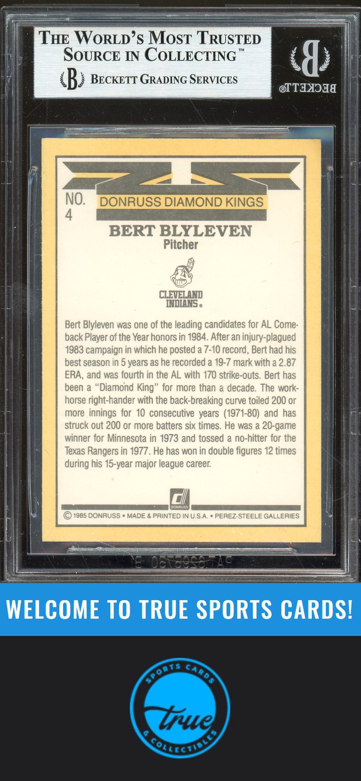 1985 Donruss #4 Bert Blyleven Auto BGS Authentic