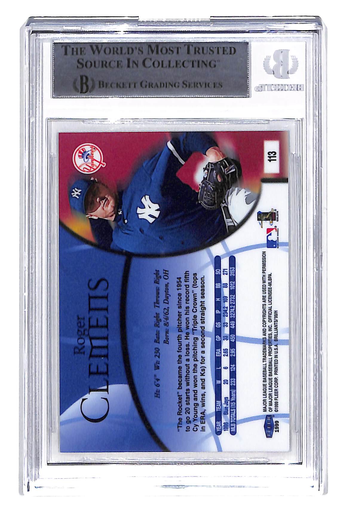 1999 FLEER BRILLIANTS ROGER CLEMENS AUTO CARD BAS (8563)