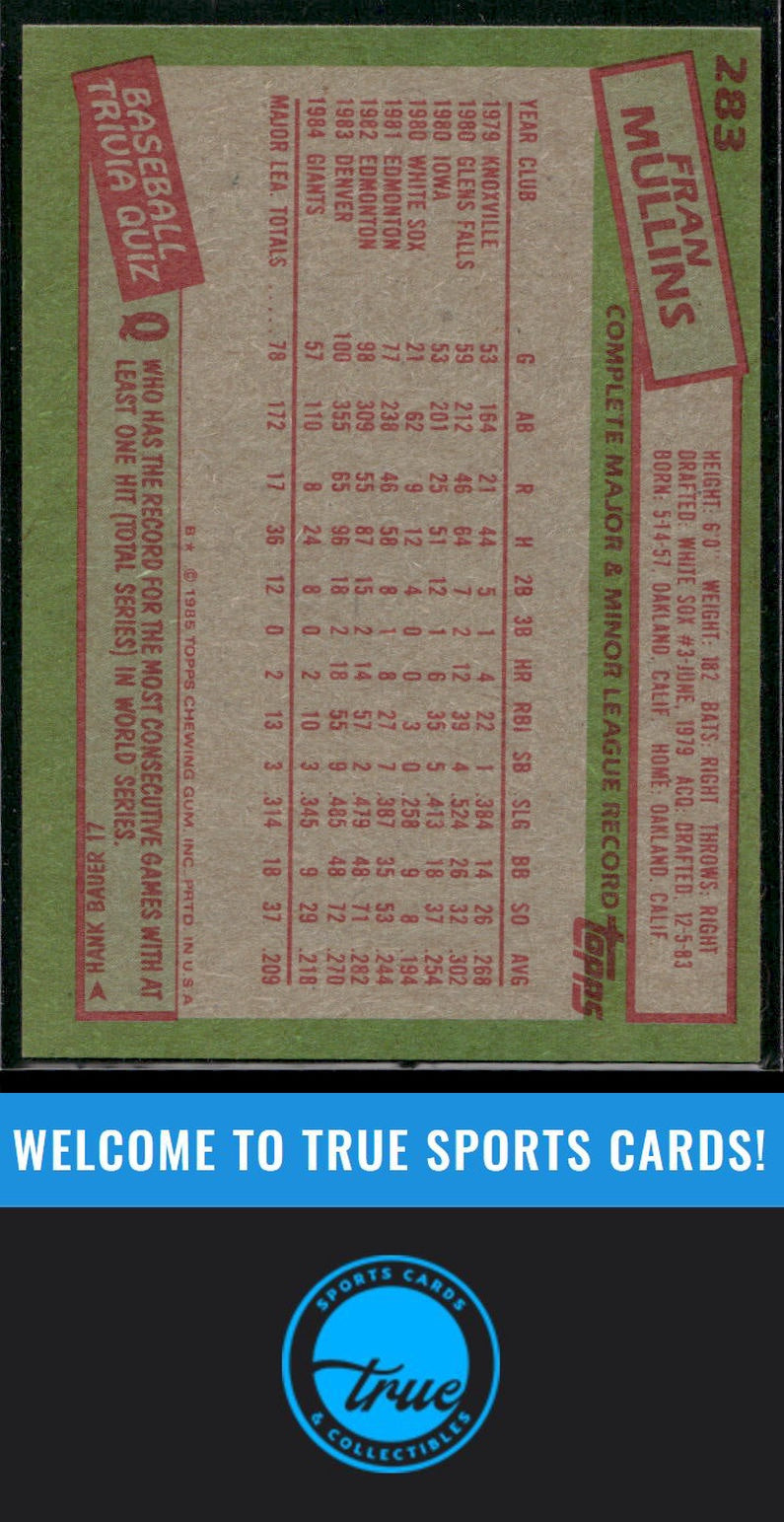 1985 Topps #283 Fran Mullins Auto