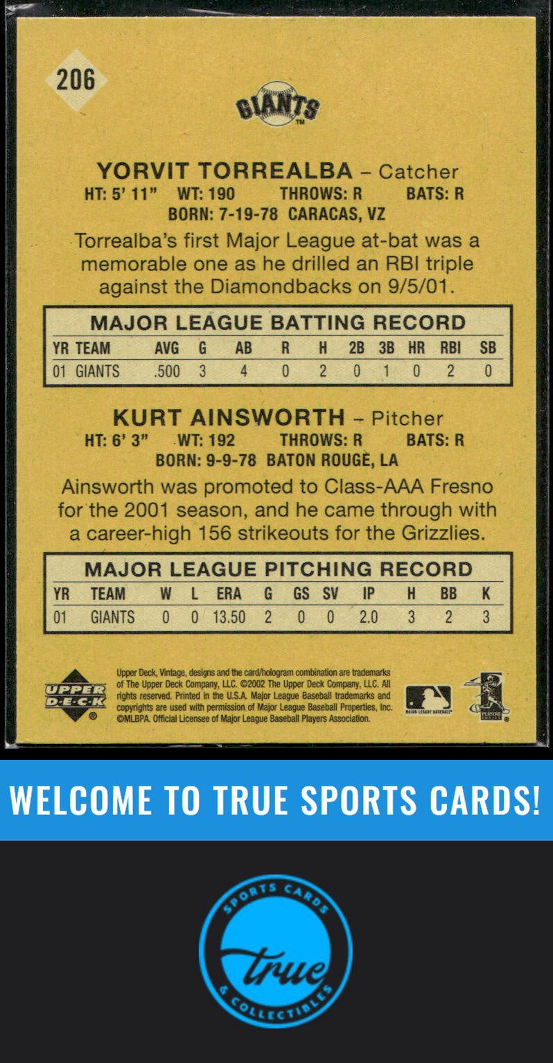 2002 Upper Deck Vintage #206 Yorvit Torrealba Auto