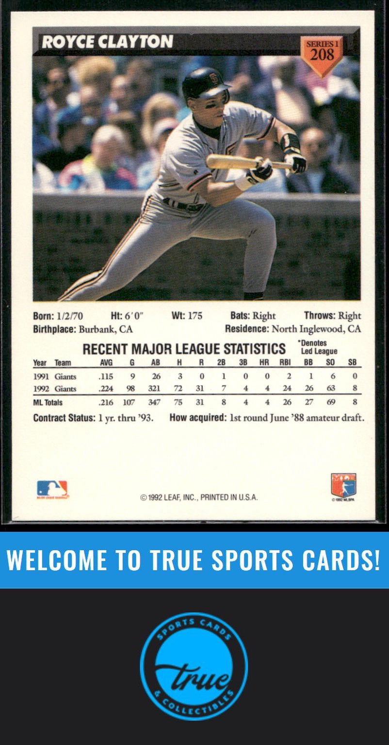 1993 Donruss #208 Royce Clayton Auto