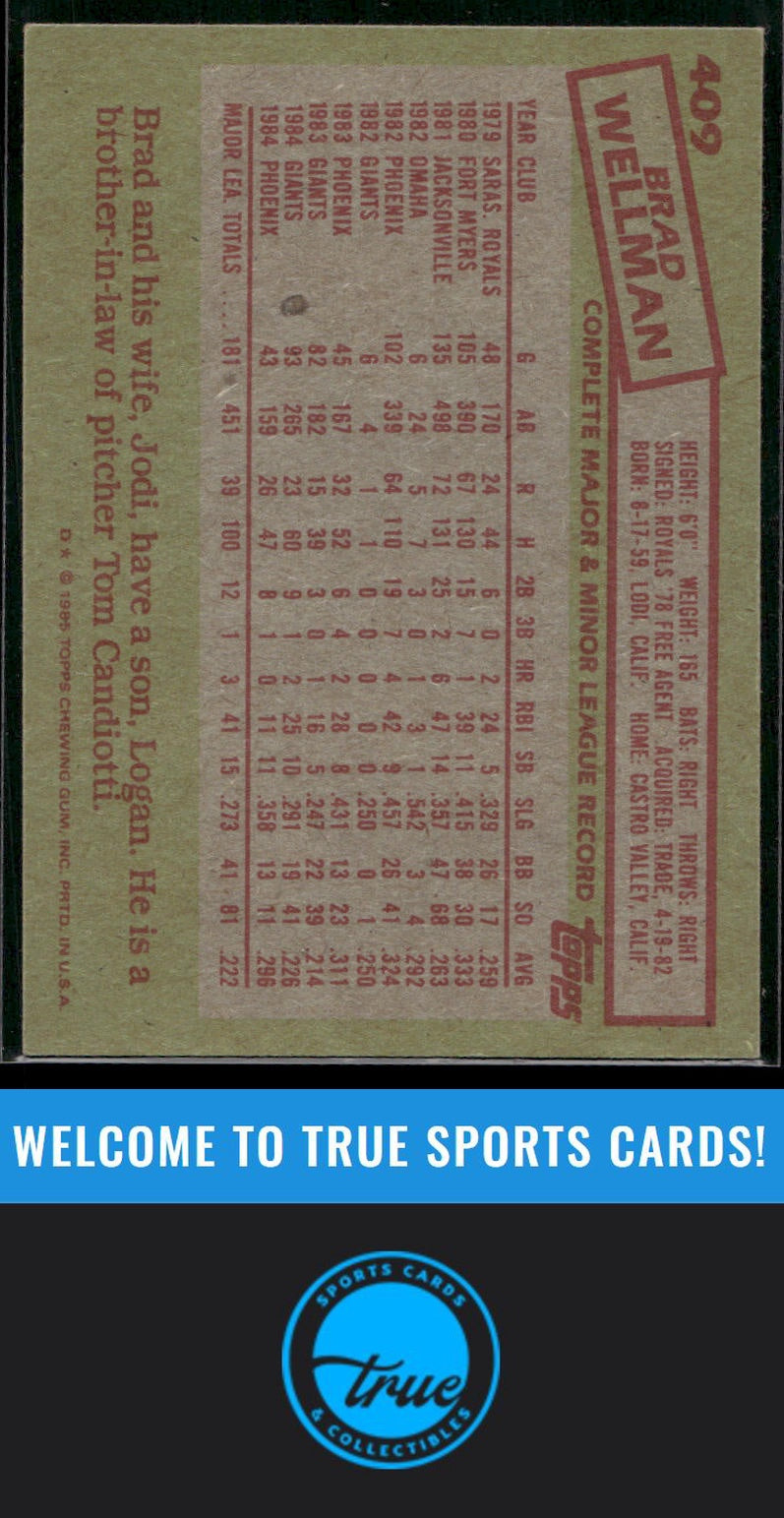 1985 Topps #409 Brad Wellman Auto