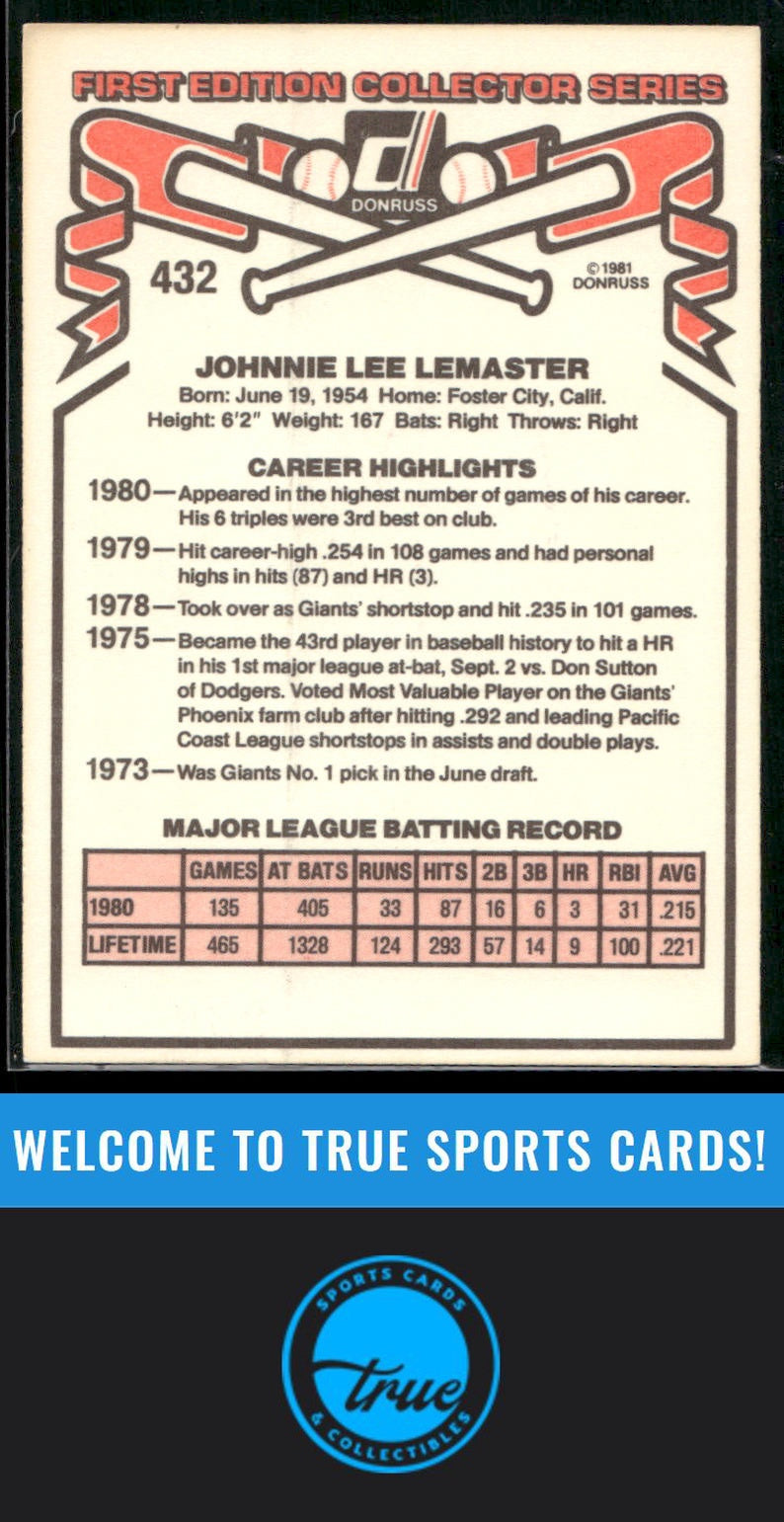 1981 Donruss #432 John LeMaster Auto
