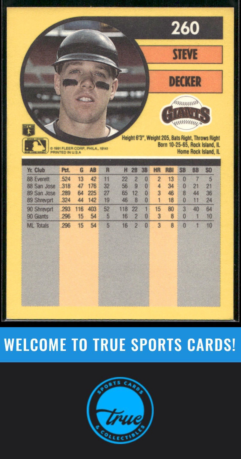 1991 Fleer #260 Steve Decker Auto