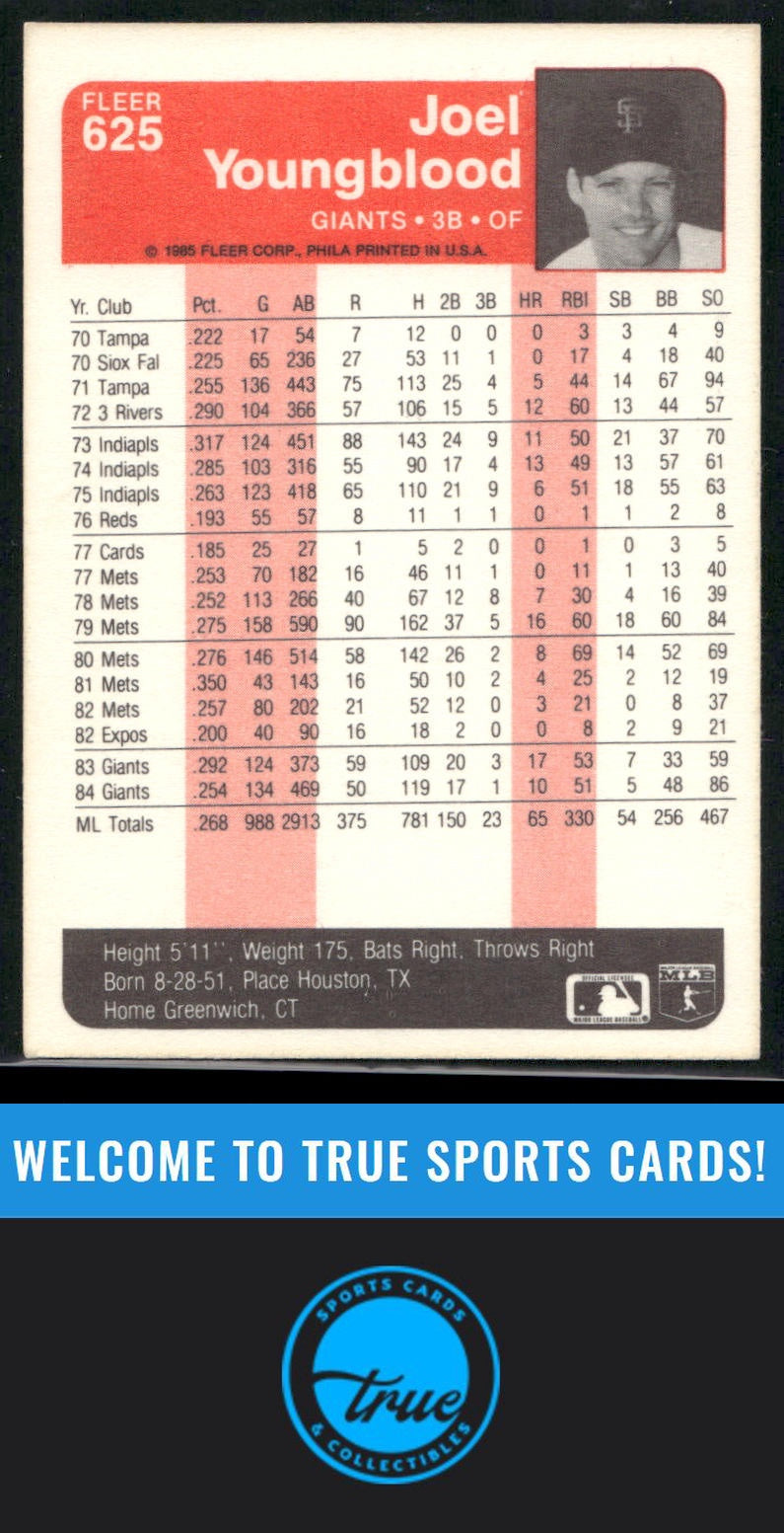 1985 Fleer #625 Joel Youngblood Auto