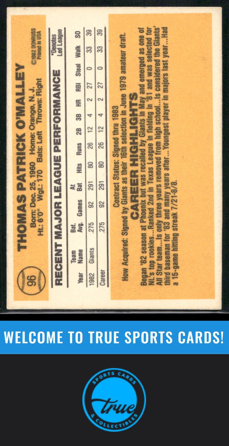 1983 Donruss #96 Tom O'Malley Auto