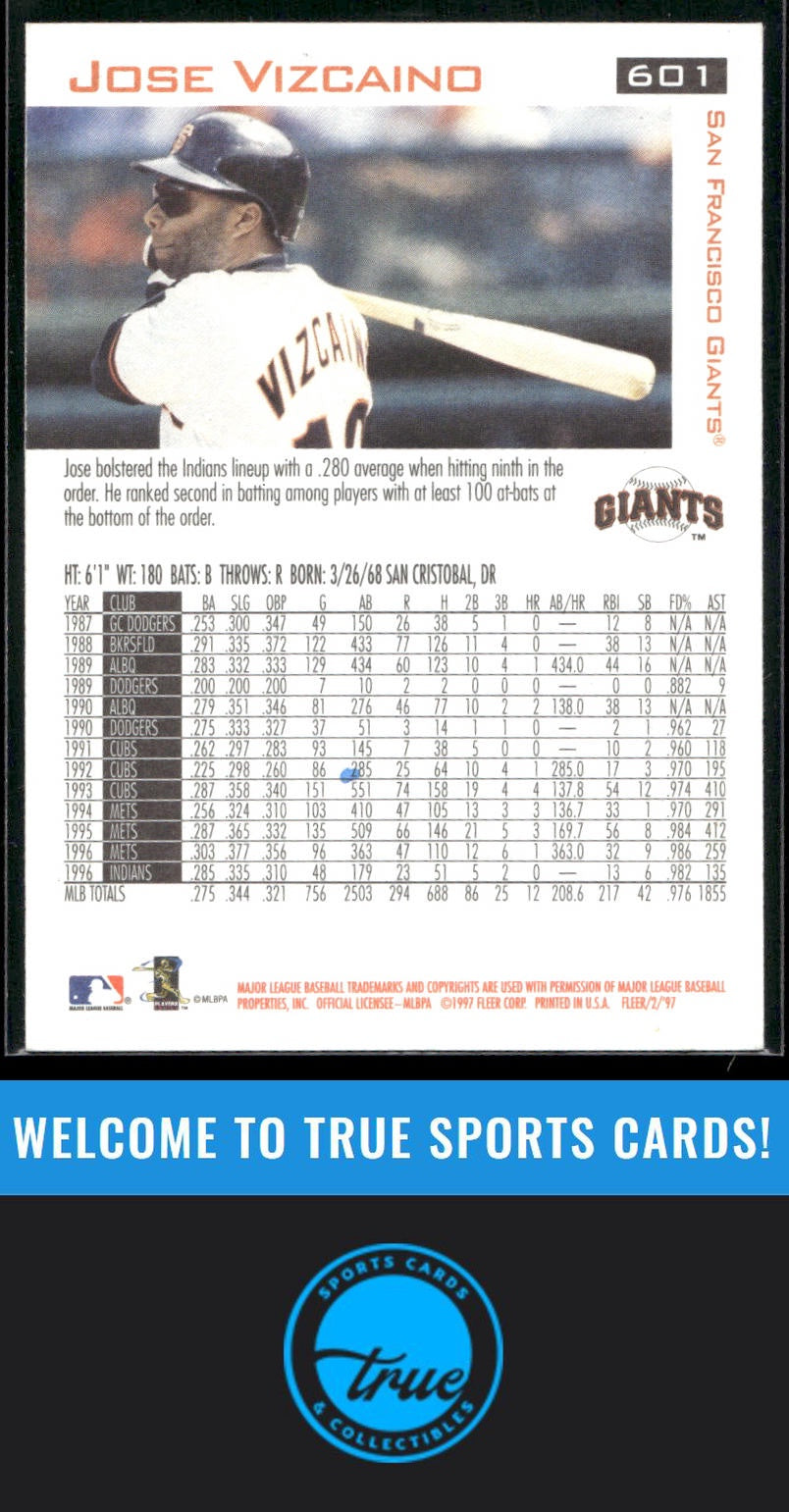 1997 Fleer #601 Jose Vizcaino Auto