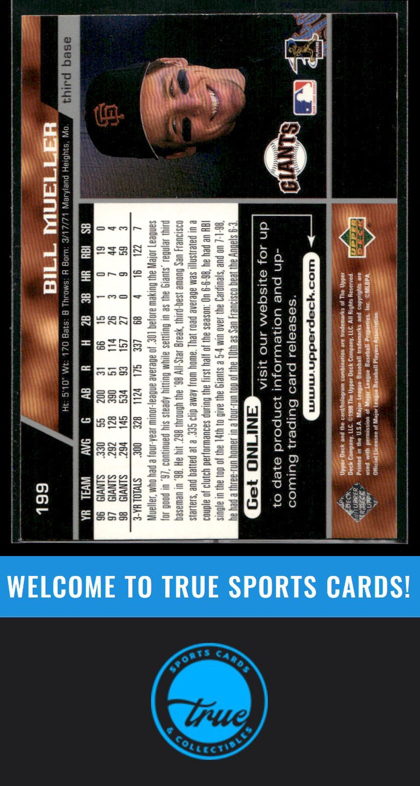 1999 Upper Deck #199 Bill Mueller Auto