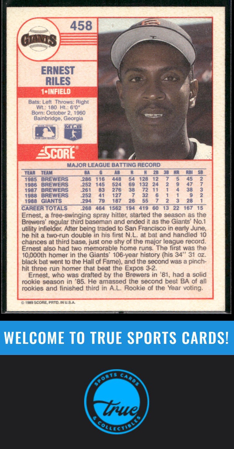 1989 Score #458 Ernest Riles Auto