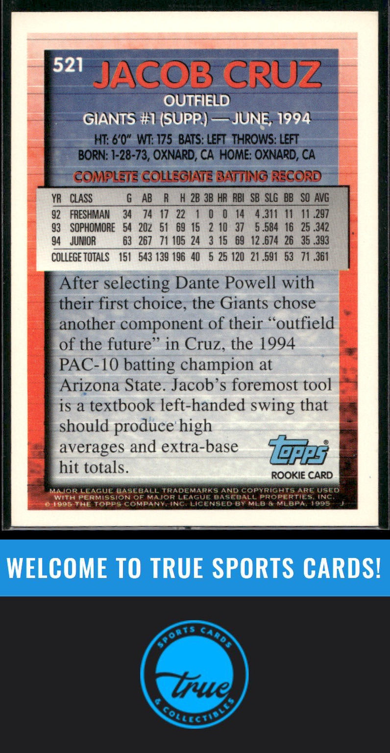1995 Topps #521 Jacob Cruz Auto