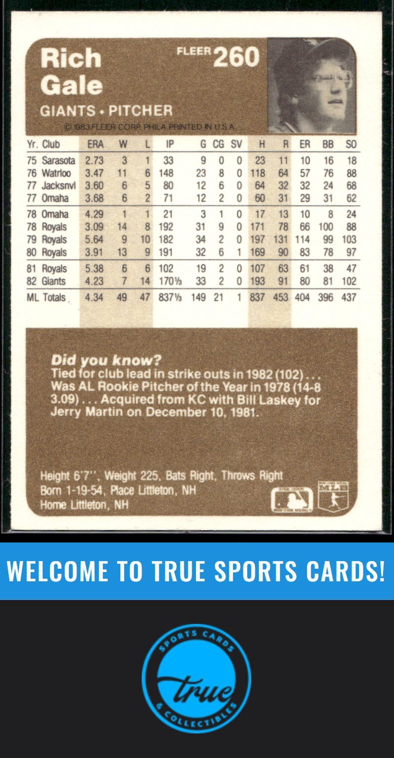 1983 Fleer #260 Rich Gale Auto