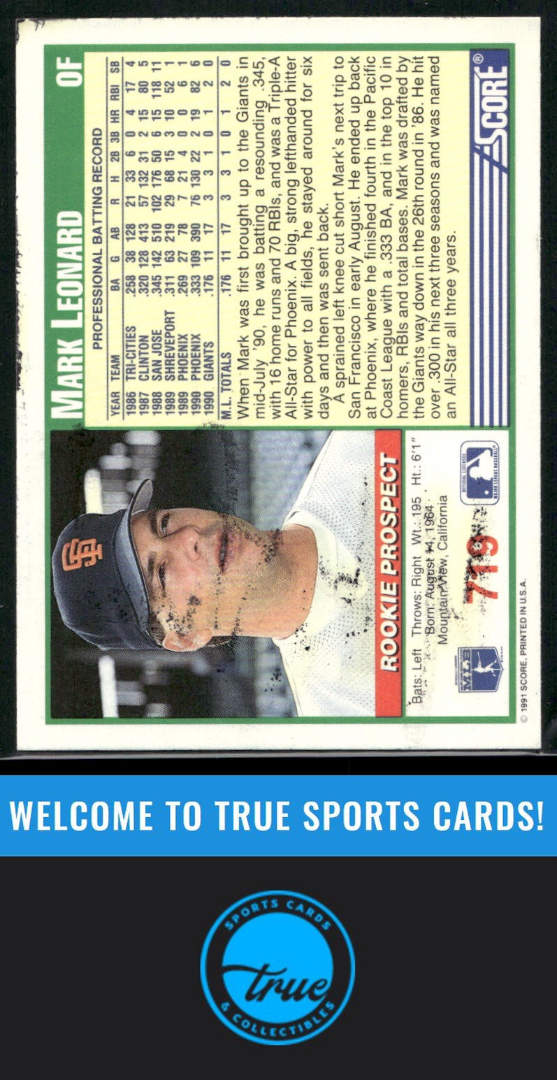 1991 Score #719 Mark Leonard Auto