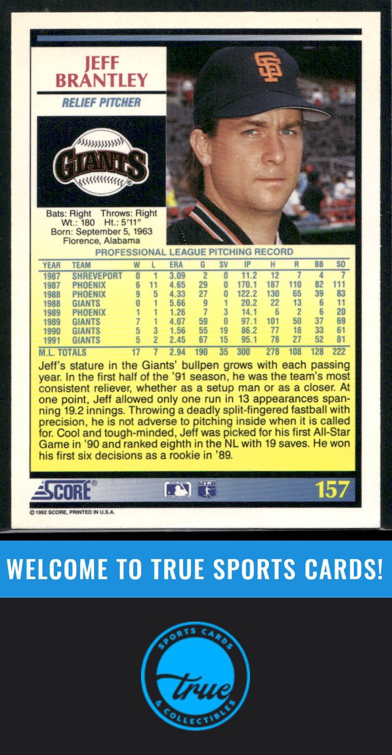 1992 Score #157 Jeff Brantley Auto