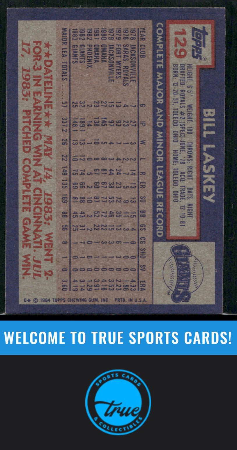 1984 Topps #129 Bill Laskey Auto