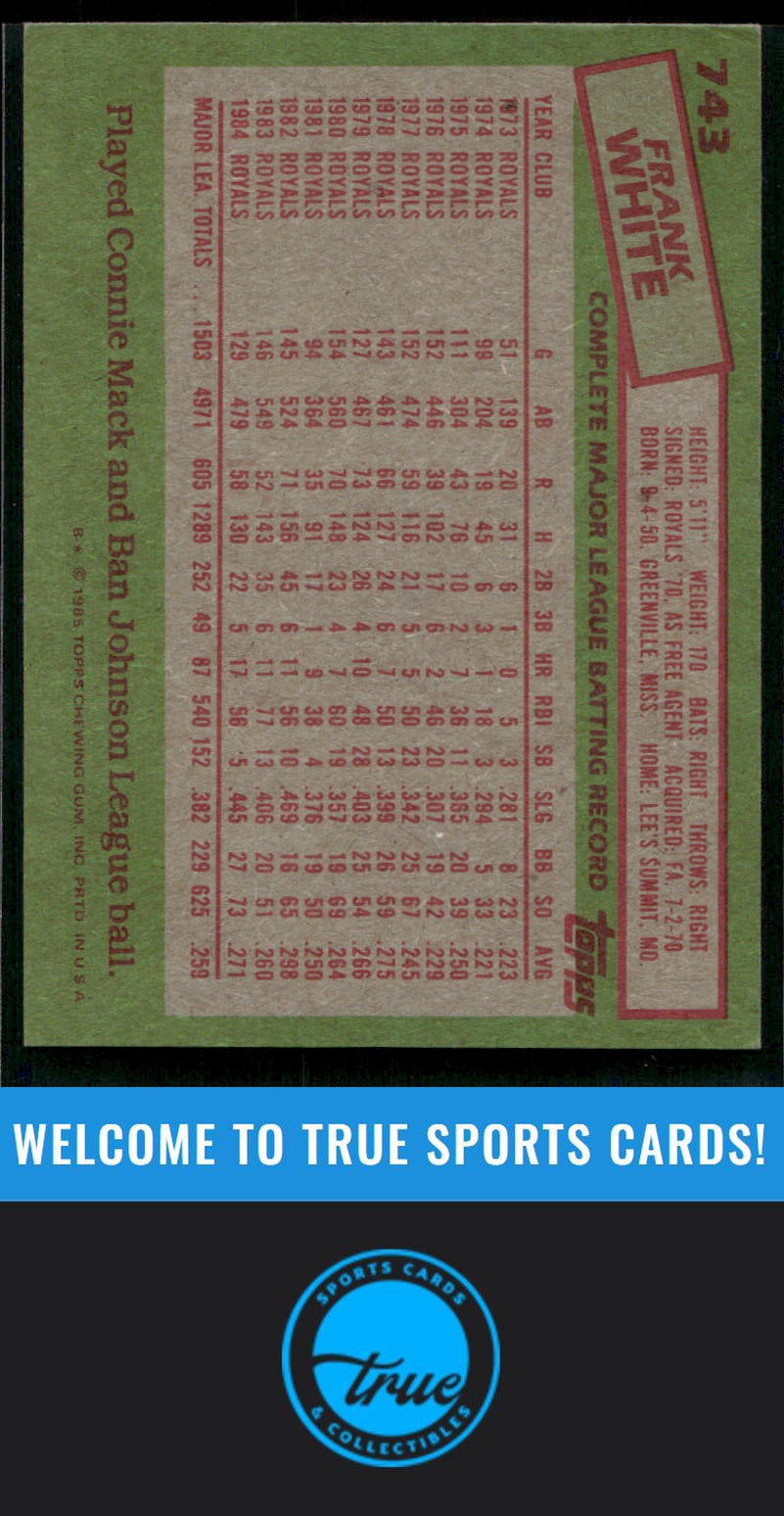 1985 Topps #743 Frank White Auto