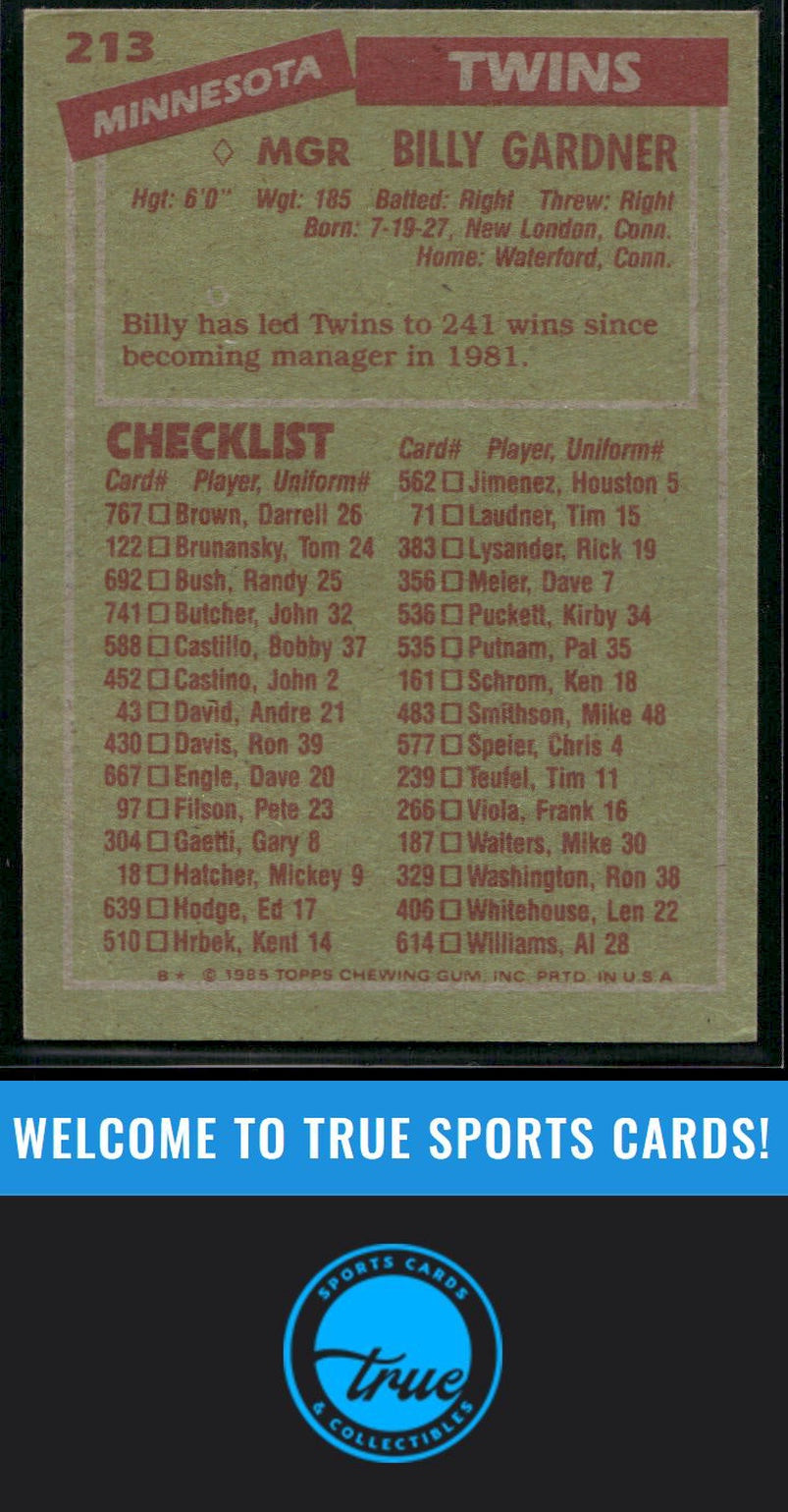 1985 Topps #213 Billy Gardner Auto