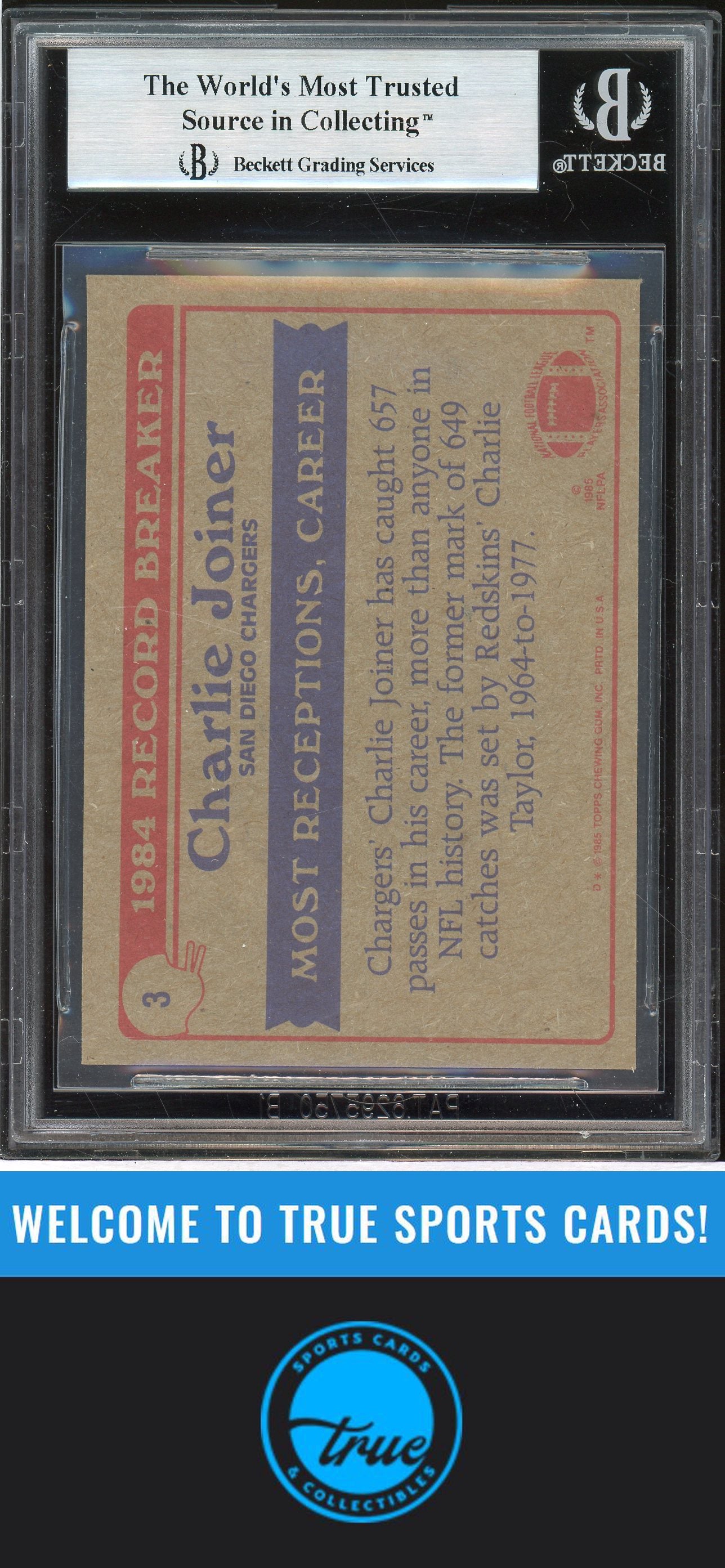 1985 Topps #3 Charlie Joiner Auto BGS Authentic (2905)