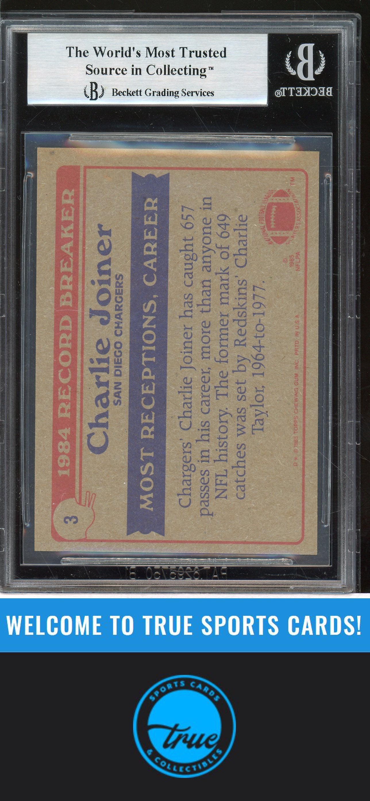 1985 Topps #3 Charlie Joiner Auto BGS Authentic (2906)
