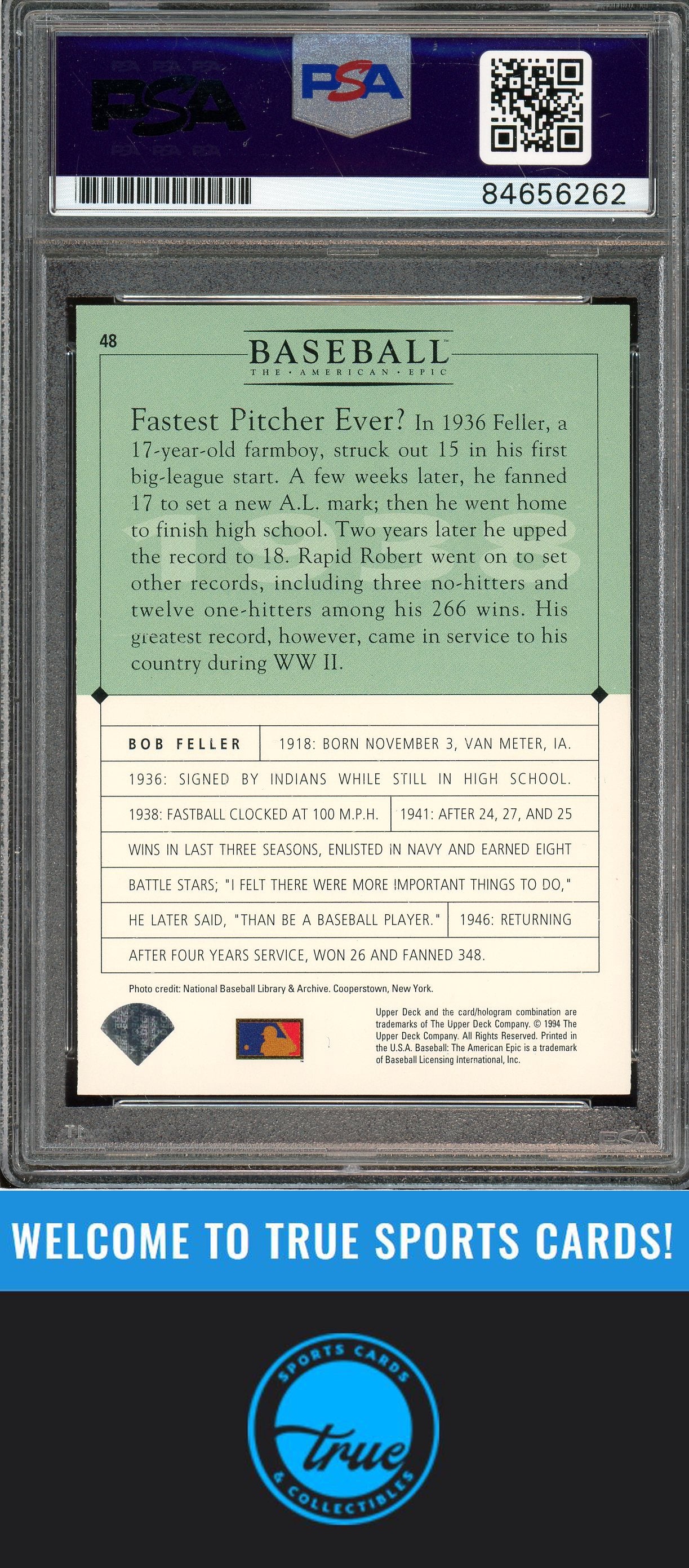 1994 Upper Deck The American Epic #48 Bob Feller Auto PSA Authentic (6262)