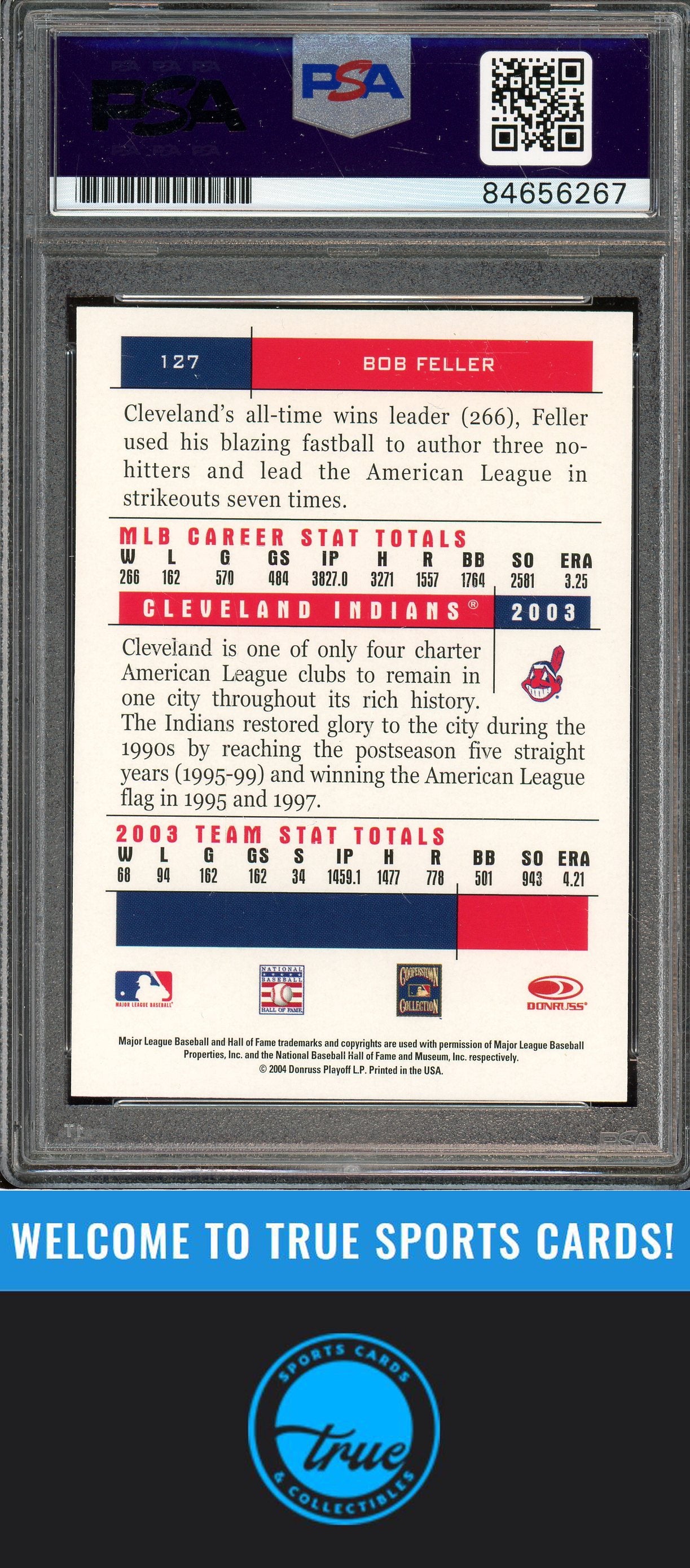 2005 Upper Deck Sweet Spot Classic #6 Bob Feller Auto PSA Authentic (6267)