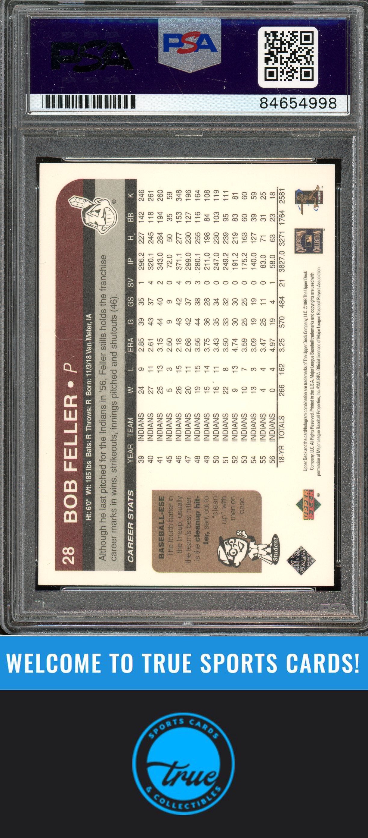 1998 Upper Deck Retro #28 Bob Feller Auto PSA Authentic (4998)