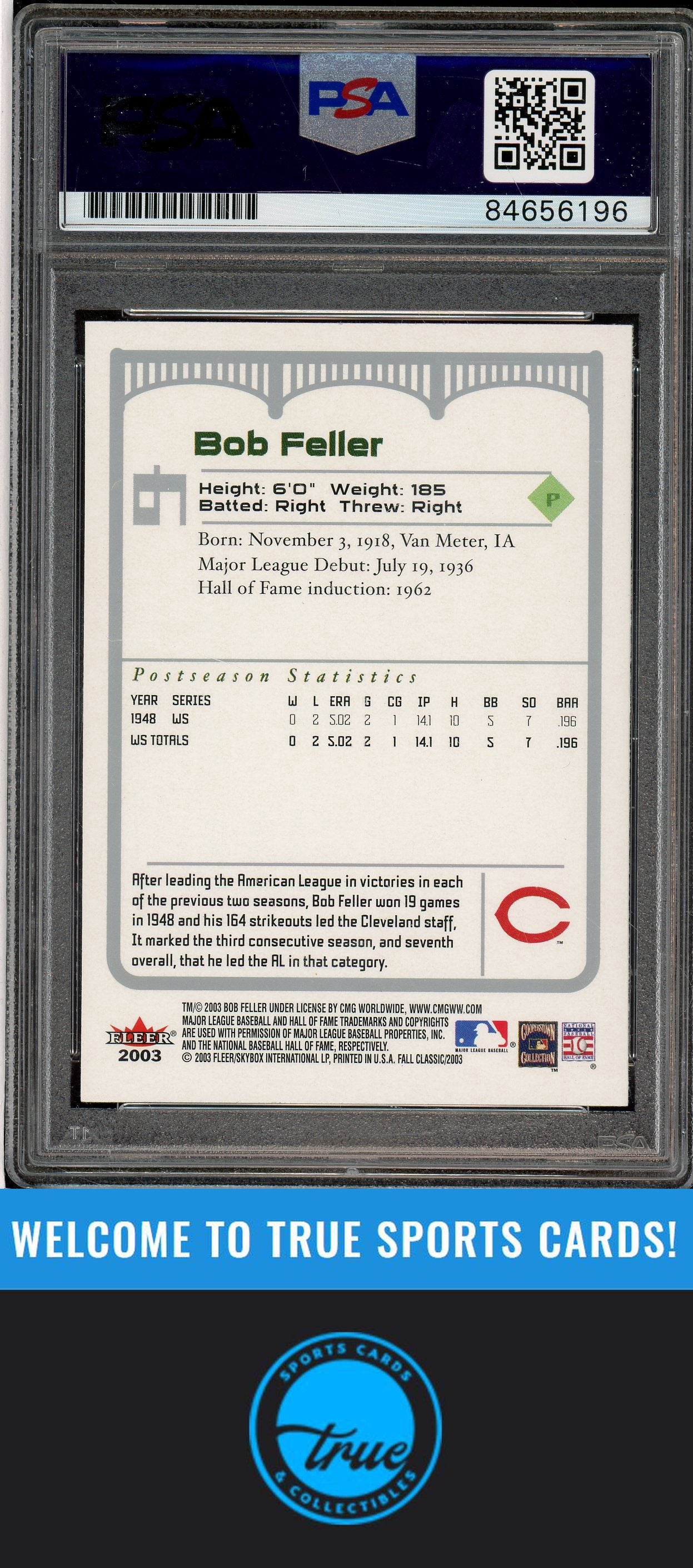 2003 Fleer Fall Classic #9 Bob Feller Auto PSA Authentic (6196)