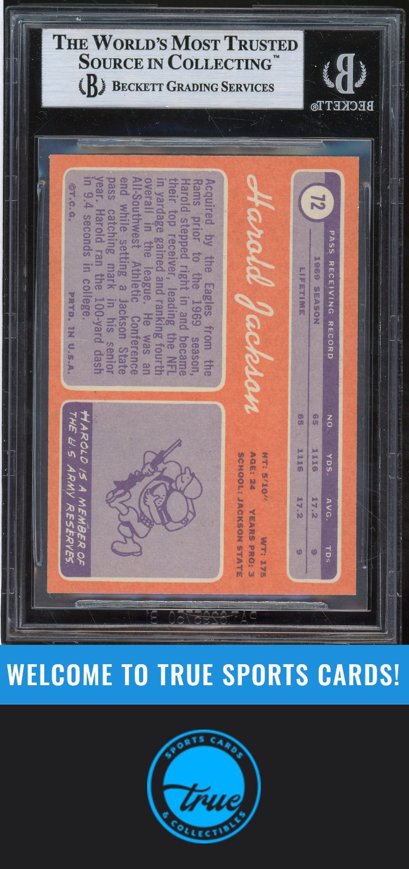 1970 Topps #72 Harold Jackson Rookie Auto BGS Authentic (9657)